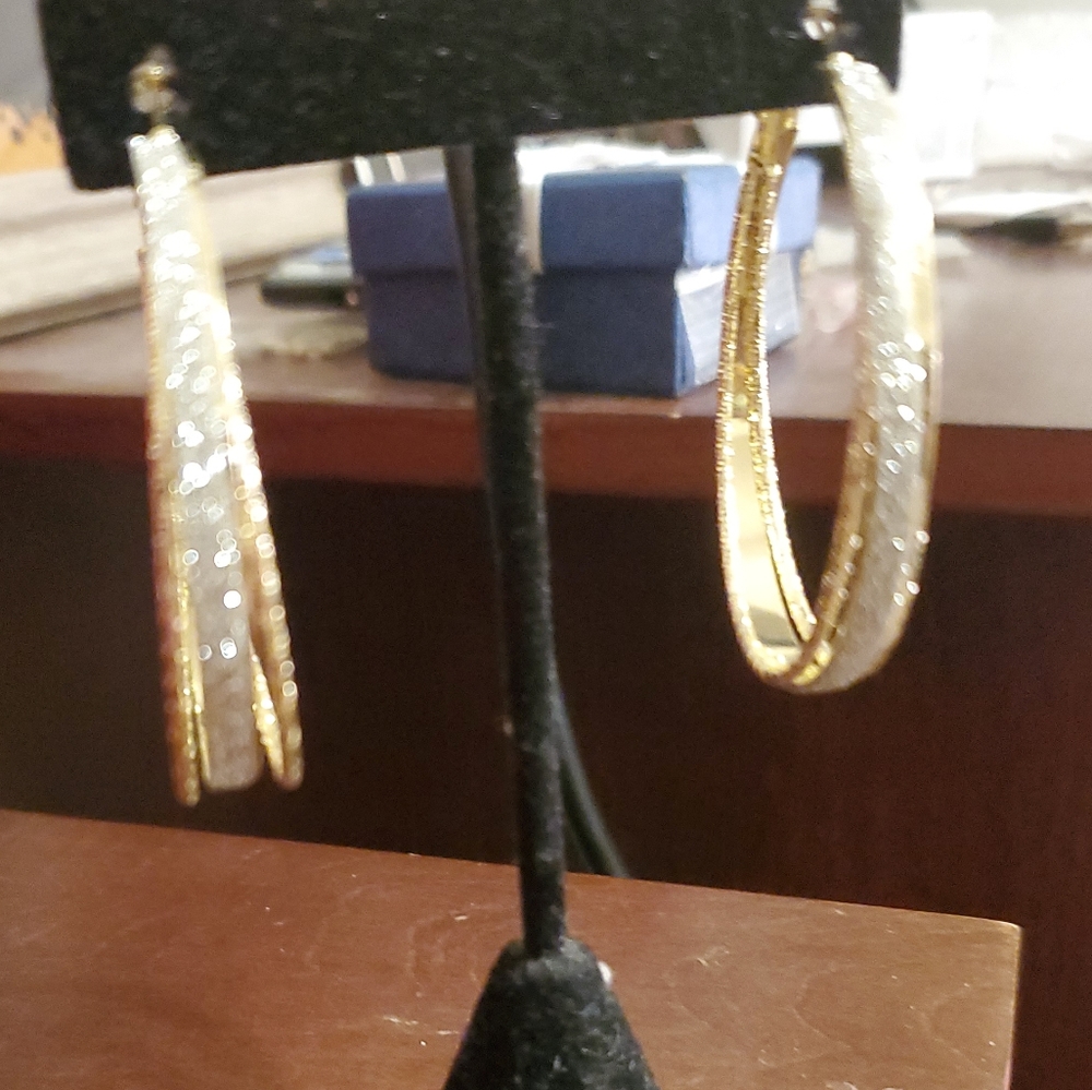 Sterling silver plated large hoop earrings